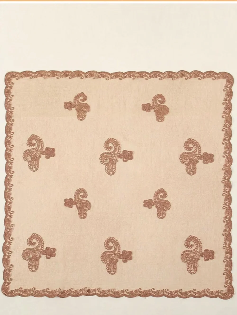 Brown Lace Embroidered Hair Scarf Headwrap